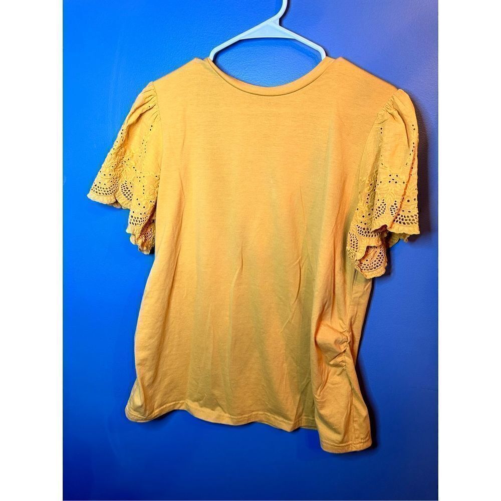 SHEIN Maternity Solid Scallop Trim Tee Yellow Size XXL